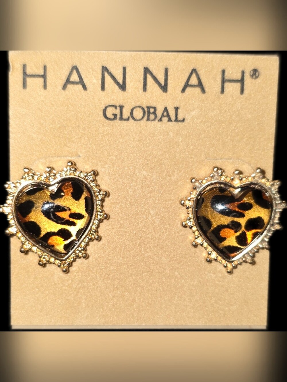 Leopard Heart Stud Earrings